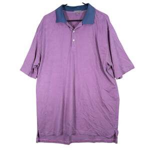 Peter Millar Mens Shirt Purple Blue Stripe Summer Comfort Polo Stretch XLarge